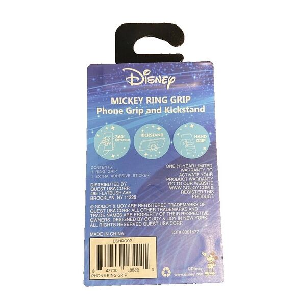 Disney Mickey Mouse Ring Grip-Phone Grip & Kickstand |‎ DSNRG02 | - Picture 3 of 3